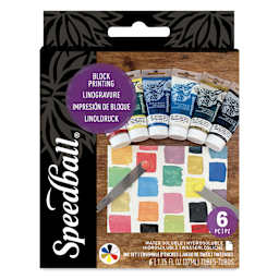 Speedball Block Printing Inks - Starter, Set of 6, front of the packaging