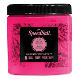 Speedball Water-Soluble Block Printing Ink - Fluorescent Hot Pink, 8 oz