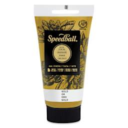 Speedball Water-Soluble Block Printing Ink - Gold (Metallic), 2.5 oz