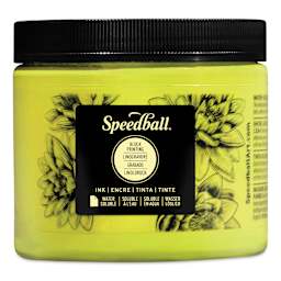 Speedball Water-Soluble Block Printing Ink - Fluorescent Yellow, 16 oz