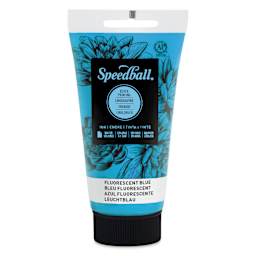 Speedball Water-Soluble Block Printing Ink - Fluorescent Blue 2.5 oz