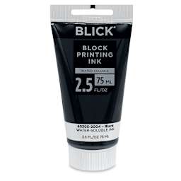 Blick Water-Soluble Block Printing Ink - Front of Black 2.5 oz Tube shown