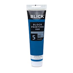 Blick Water-Soluble Block Printing Ink - Front of Blue 5 oz tube shown