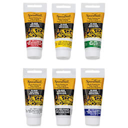 Speedball Oil Based Block Printing Inks - Set of 6, front of tubes
