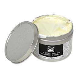 Speedball Oil-Based Relief Ink - White, 8 oz container with cap off