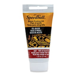 Speedball Oil Base Block Printing Ink - Red, 1.25 oz - front