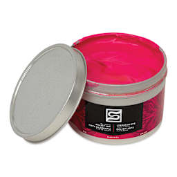 Speedball Oil-Based Relief Ink - Magenta, 8 oz container with cap off