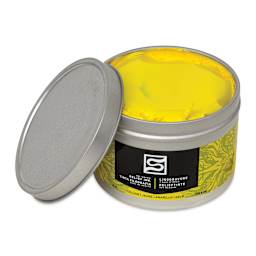 Speedball Oil-Based Relief Ink - Yellow, 8 oz container with cap off