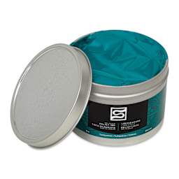 Speedball Oil-Based Relief Ink - Turquoise, 8 oz container with cap off