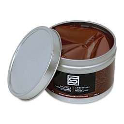 Speedball Oil-Based Relief Ink - Brown, 8 oz container with cap off