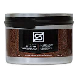 Speedball Oil-Based Relief Ink - Brown, 8 oz front of packaging