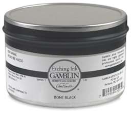 Gamblin Etching Inks - Front view of Bone Black Tin