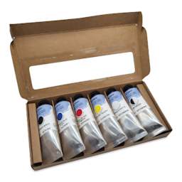 Cranfield Caligo Safe Wash Etching Inks - Set of 6, 75 ml Tubes (contents top view)