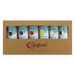 Cranfield Caligo Safe Wash Relief Ink - Set of 6, Assorted Colors, 75 ml, Tubes (Front of packaging)