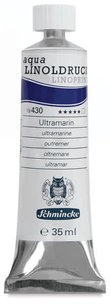 Schmincke Aqua Linoprint Ink - 35 ml Tube of Ultramarine upright
