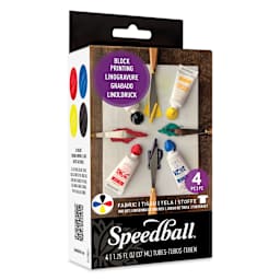 Speedball Fabric and Paper Block Printing Set - Set of 4, angled view