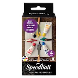 Speedball Fabric and Paper Block Printing Set - Set of 4, front view
