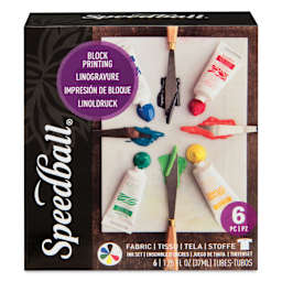 Speedball Ultimate Fabric and Paper Block Printing Kit - Set of 6, front view