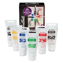 Speedball Ultimate Fabric and Paper Block Printing Kit - Set of 6, contents