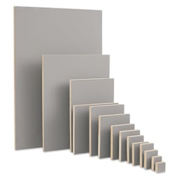 Blick Battleship Gray Mounted Linoleum Blocks - front of block, assorted sizes
