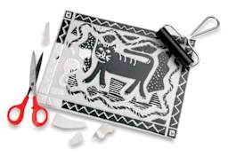 Inovart Printfoam with Adhesive Back - Partially inked picture with tools (not included)
