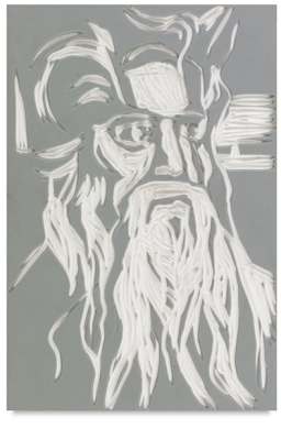 Blick Readycut Printing Block - Art of face carved into gray side of block 