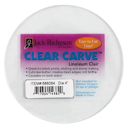 Richeson Clear Carve Linoleum - Front of 4" Diameter Round Linoleum with label