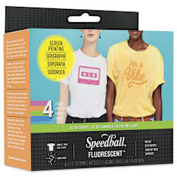 Speedball Fabric Screen Printing Ink - Fluorescent, Set of 4, 2 oz, front of packaging