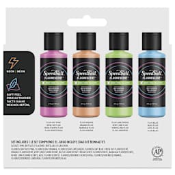 Speedball Fabric Screen Printing Ink - Fluorescent, Set of 4, 2 oz,back of packaging