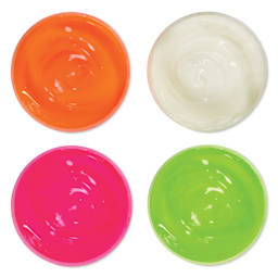 Speedball Fabric Screen Printing Ink - Fluorescent Colors, Set of 4, 4 oz, Jars