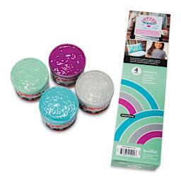 Speedball Fabric Screen Printing Ink - Energy Surge Colors, Set of 4, 4 oz, Jars (Shown with packaging, Lids off jars)