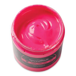 Speedball Fabric Screen Printing Ink - Fluorescent Magenta, 8 oz, Jar (Open, Top view)
