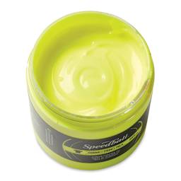 Speedball Fabric Screen Printing Ink - Fluorescent Yellow, 8 oz, Jar (Open, Top view)