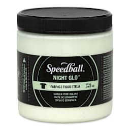 Speedball Night Glo Fabric Screen Printing Ink - White, 8 oz, Jar (Front)