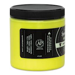 Speedball Night Glo Fabric Screen Printing Ink - Yellow, 8 oz, Jar (Left side of label)