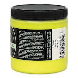 Speedball Night Glo Fabric Screen Printing Ink - Yellow, 8 oz, Jar (Right side of label)