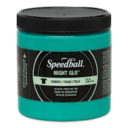 Speedball Night Glo Fabric Screen Printing Ink - Green, 8 oz, Jar (Front)