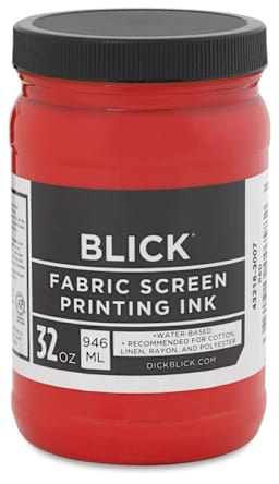 Blick Waterbased Acrylic Fabric Screen Printing Ink - Front view of Red Ink Jar shown