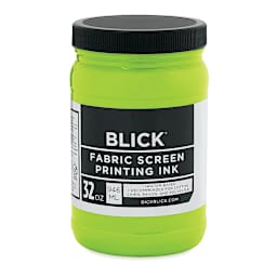 Blick Water-Base Acrylic Textile Screen Printing Ink - Fluorescent Green, Quart