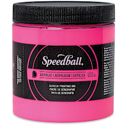 Speedball Permanent Acrylic Screen Printing Ink - Fluorescent Hot Pink, 8 oz