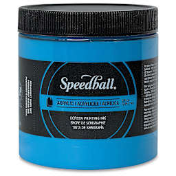 Speedball Permanent Acrylic Screen Printing Ink - Fluorescent Blue, 8 oz