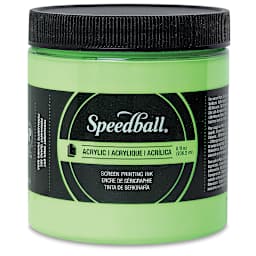 Speedball Permanent Acrylic Screen Printing Ink - Fluorescent Lime Green, 8 oz