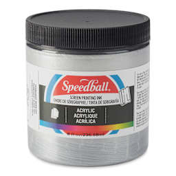 Speedball Permanent Acrylic Screen Printing Ink - Silver, 8 oz