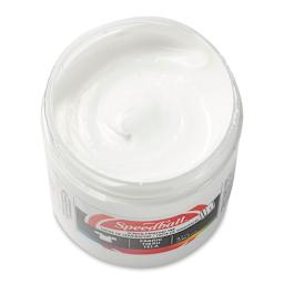 Speedball Fabric Screen Printing Ink - White, 8 oz, Jar (Open, Top view)
