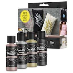 Speedball Fabric Screen Printing Ink - Shimmer Colors, Set of 4, 2 oz bottles with packaging