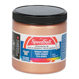 Speedball Fabric Screen Printing Ink - Rose Gold (Opaque), 8 oz, front of the jar
