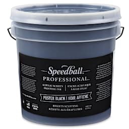 Speedball Professional Poster Black Screen Printing Ink - Front view of One Gallon tub
