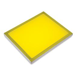 Speedball Screen Printing Frame - Angled view of Aluminum 20" x 24" frame with Yellow Mesh