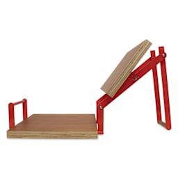 Woodzilla Hand Lino Press - Red, 11-3/4" x 16-1/2", Wide Base, press open