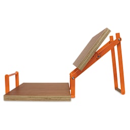 Woodzilla Hand Lino Press - Mandarin Orange, 11-3/4" x 16-1/2", Wide Base, press open